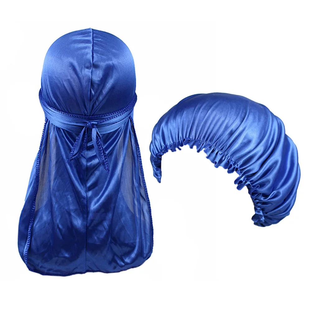 Унисекс Durag и капот с длинным хвостом ремни волны для мужчин женщин шелковая