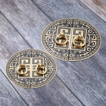 

11/14cm Chinese Antique Brass Handles For Furniture Pattern Pure Copper Door Handle Cabinet Knobs And Handles Screw Mounting