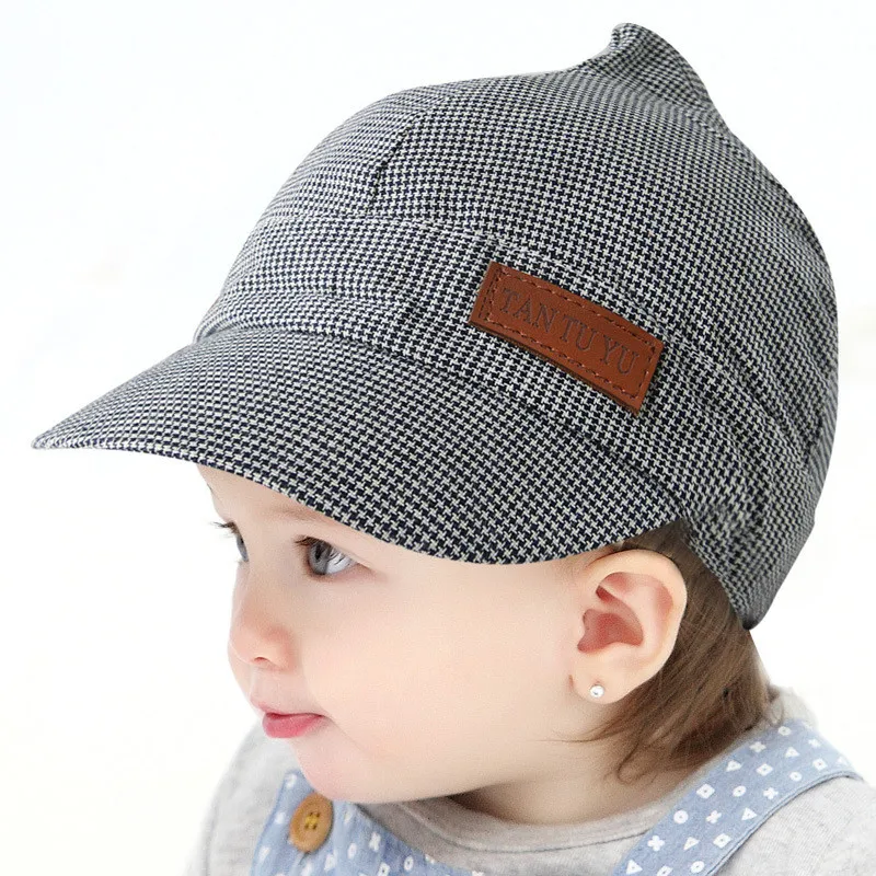 2018 New Baby Beret Hat Cotton Unisex Boy Girl Plaid Caps Kids Baseball