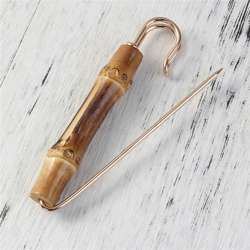 DoreenBeads золотой черный цвет с натуральным бамбуковым железом брошь значки для женщин мужчин детей сумки ткань