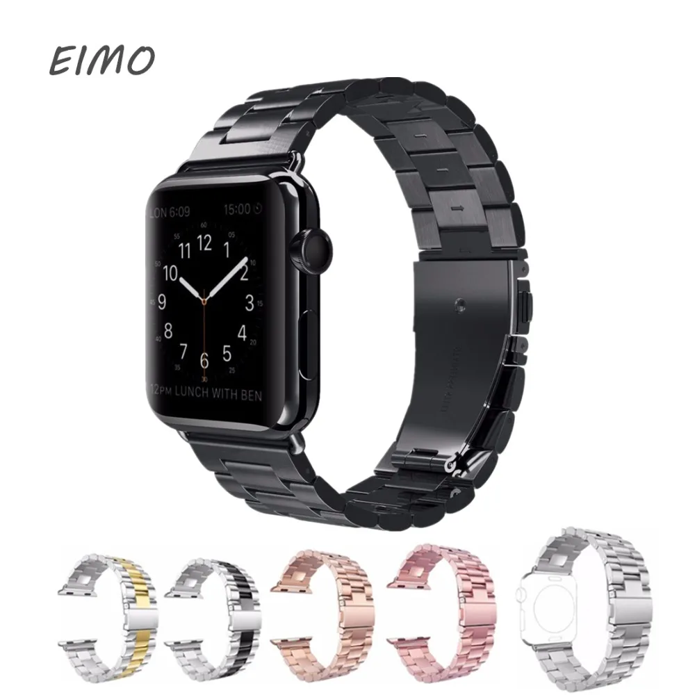 

EIMO Luxury metal Strap For Apple watch band 42/38mm Stainless Steel bracelet wrist Watchband for iWatch series3/2/1 Accessories