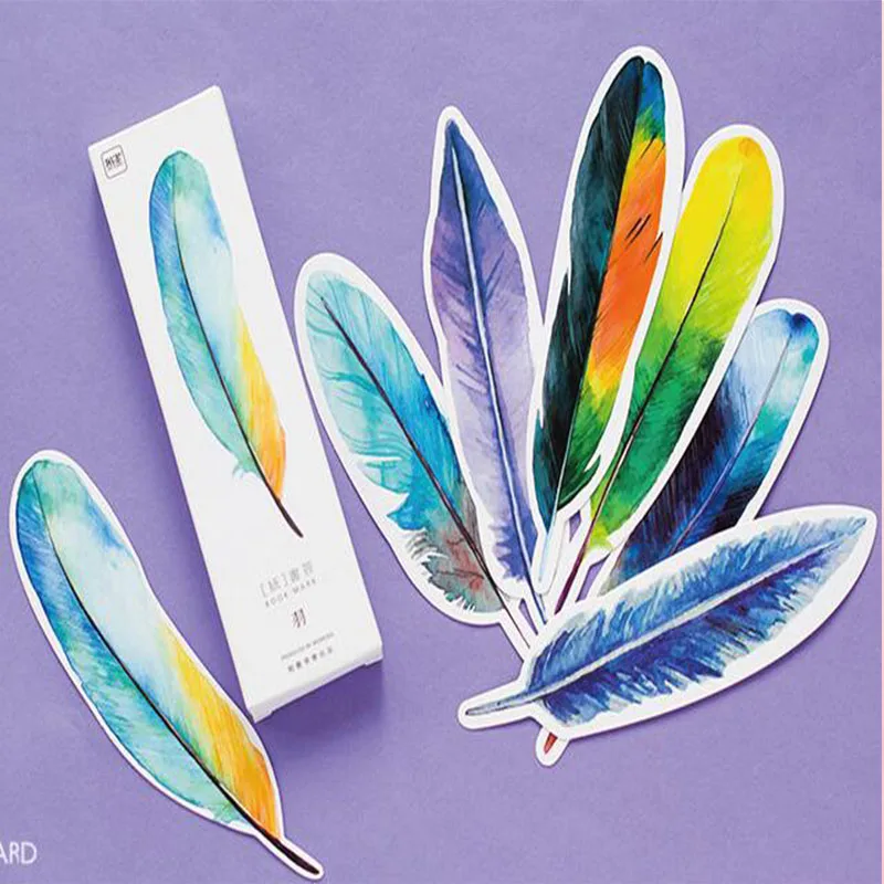 

30 pcs/set Creative Colorful Feather paper Bookmark Cute DIY book marker page holder Korean stationery office school supplies
