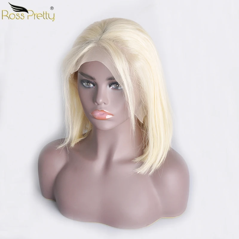 

blonde lace front wig Pre Plucked Remy Brazilian Straight Human hair lace frontal Wigs Color Blonde and Black Ross Pretty Brand