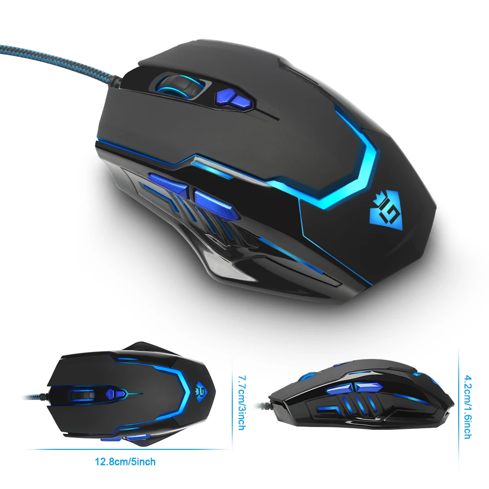 RAJFOO I5 Wired USB Gaming Mouse with LED Backlit 