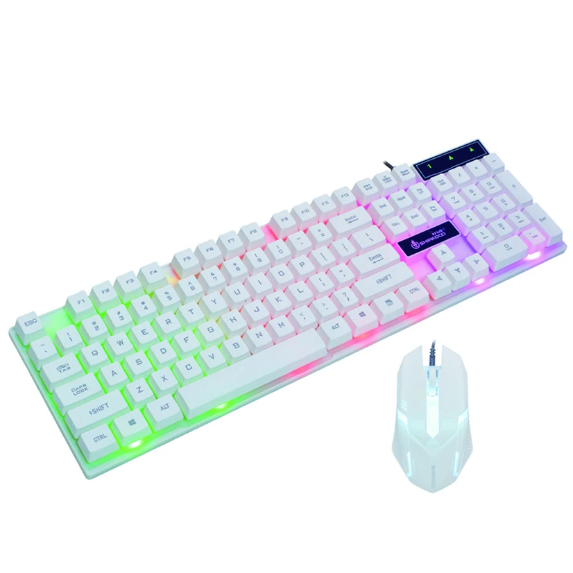 

D280 English Gaming Keyboard Backlit with LED RGB Colorful Keycaps Illuminated Keyboard Gamer Similar Mechanical Feel for PC A24