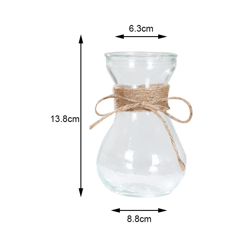 Прозрачная Гидропоника для воды, веревка в цветочек, сухая ваза для цветов, сделай сам, поддельные бутылки для цветов, домашний декор для стола, креативные скандинавские стеклянные вазы - Цвет: A8