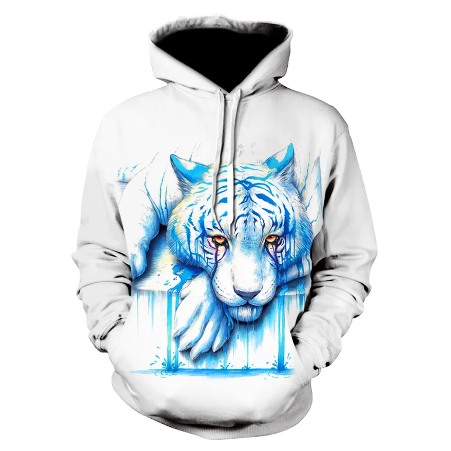 Felpa con Cappuccio da Uomo Elephant Animal Printed Hooded Sweatshirt