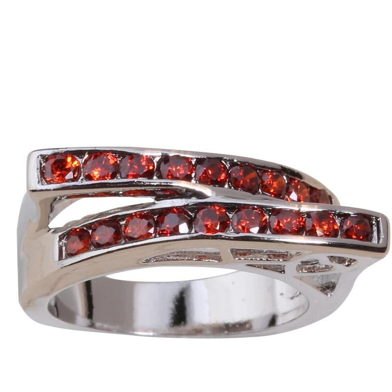 4 Color Options Red Garnet Purple Zircon Silver Plated Argent Ring US# Size 6 / 7 8 9 S0069 S0072 S0079 S0083 | Украшения и