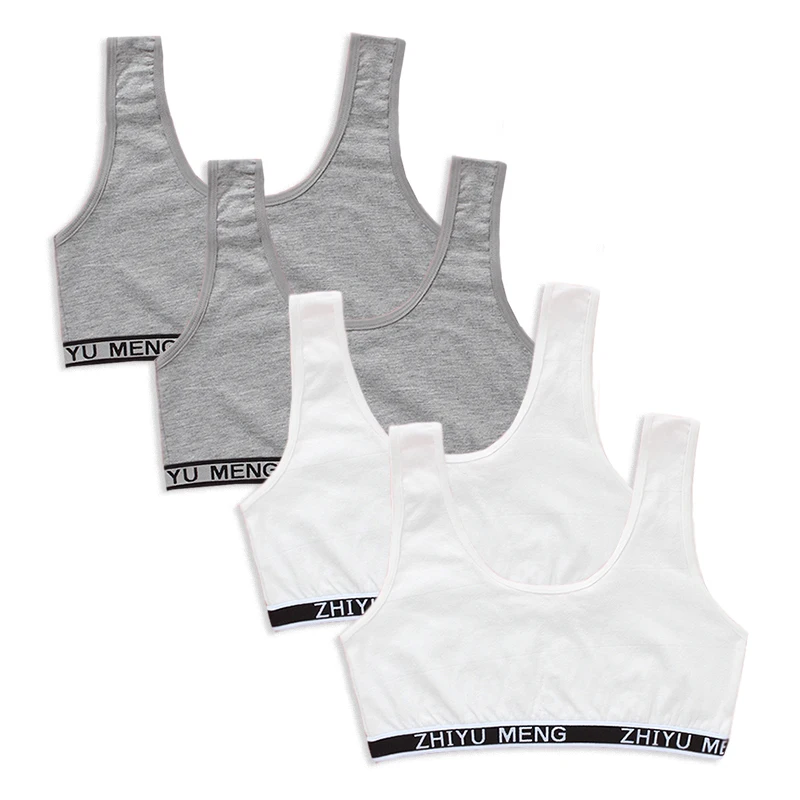 

Girls Bra Underwear Lingerie Kids Teens Teenage Young Adolescente 6-12Years student Cotton Double deck Solid Color 1pieces Sport