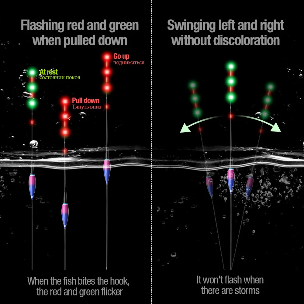 DONQL Gravity Sensor Smart Fishing Led Light Float Bite Automatically Remind Glowing Float Electric Fishing Buoy With Batteries (5)