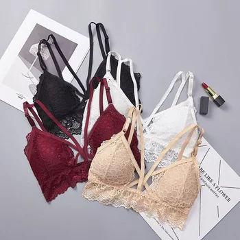 

Sexy Lingerie Lace Bralette Underwear Women Bra Push Up Deep V Seamless Bra Wire Free Skin Red Black White Bras for Women