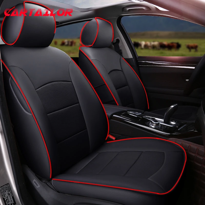 CARTAILOR Genuine Leather Car Seat Covers for BMW x4 Seat Cover Set Red Cowhide Cars Accessories