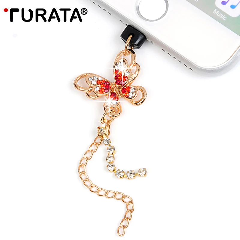 TURATA Bling гаджеты бабочка подвеска заглушка от пыли для Iphone 6 6s samsung S8 Xiaomi 4x и все 3 5 мм