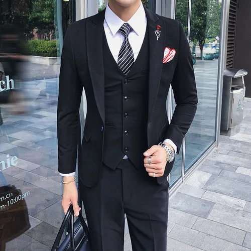 Зимний костюм Homme Slim Fit фиолетовый костюм для выпускного вечера мужские дизайнерские черные костюмы деловые костюмы Ternos Para Hombre официальные цвета хаки Anzug - Цвет: Черный