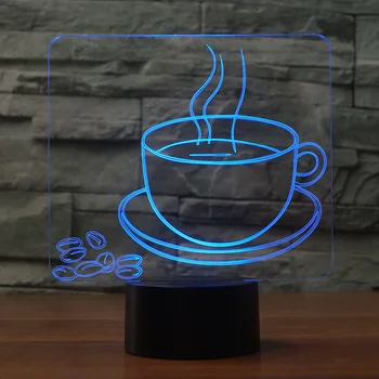 

3D coffee cup multicolor illusion night light 7 Changing Colors touch botton support USB