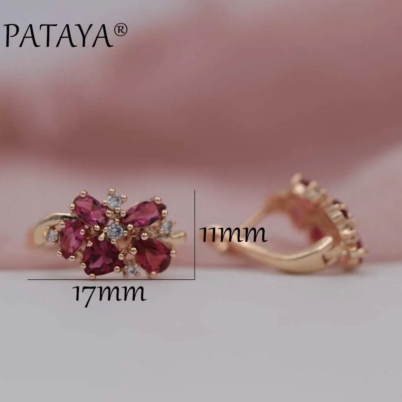 PATAYA, новинка 585, розовое золото, Разноцветные серьги в форме капли воды, натуральный циркон, висячие серьги, открытые кольца, наборы для женщин, для свадьбы, хорошее, милое ювелирное изделие