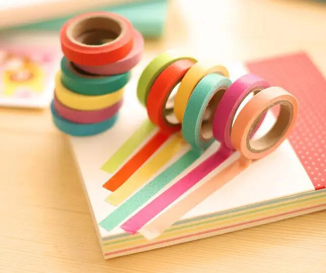 10 pcs/set Sweet Candy Color Rainbow washi Tape Decorative Adhesive DIY Sticker Label FVD Cute Cartoon Scrapbooking | Канцтовары для