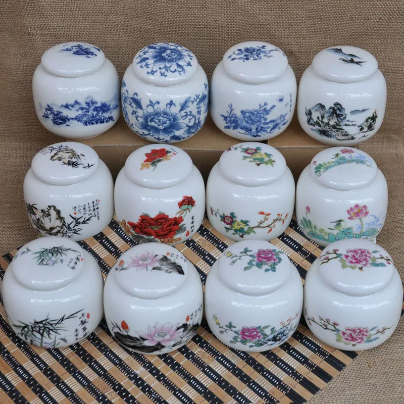 Ceramic Sealed Cans Storage Tank Tea Box Jar Blue and White Ceramic Pot