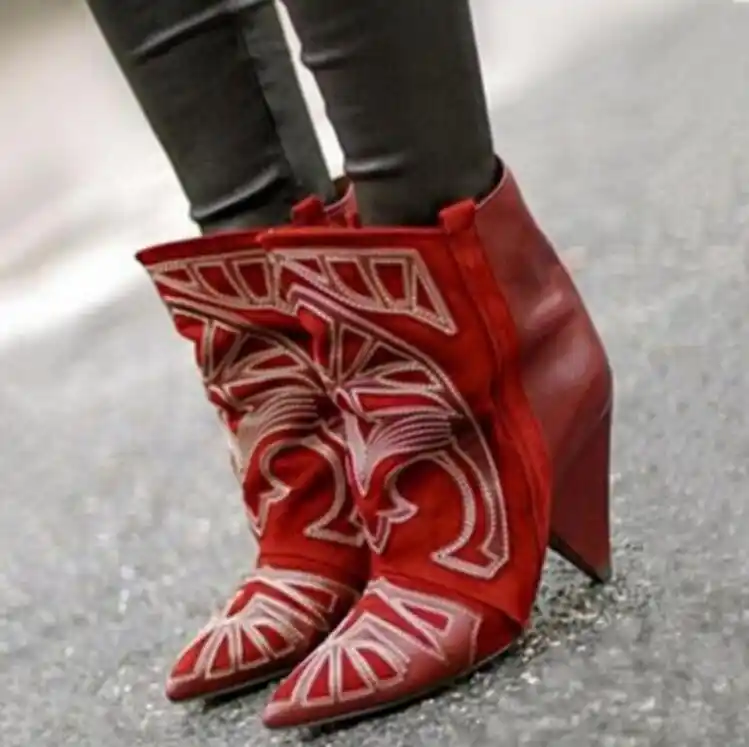 red short booties