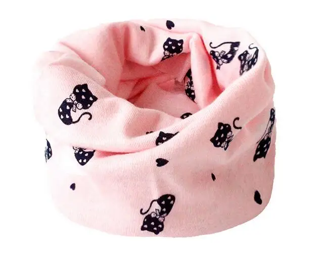 LIHFSI/Новинка года, весенне-осенний Детский шарф, шарф для маленьких мальчиков и девочек, детские шапочки с воротником, шарфы, хлопковый детский шейный платок с круглым вырезом - Цвет: pink black cat
