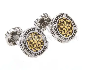 

5pairs/lot Vintage Golden Flower Cufflinks Retro Classic Ancient Silver Cuff Links Shirt Cuff Button Men's Jewelry Gift