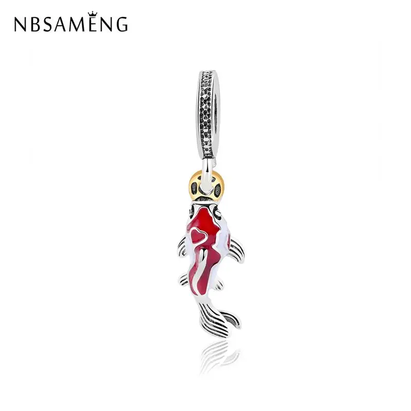 

Original Silver Plated Bead Charm Gold Fish Dangle Charm Fit Original Pandora Bracelets DIY Women Jewelry Gift Making New