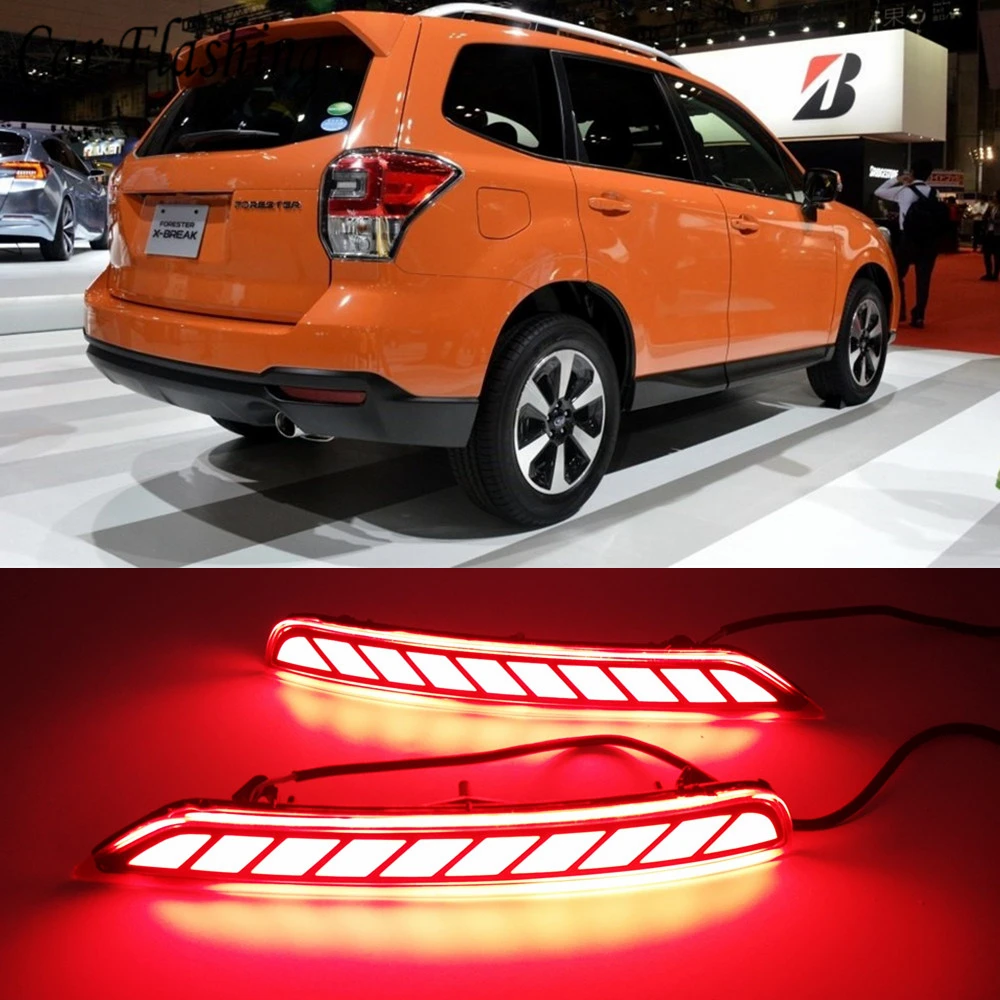 

1Pair For Subaru Forester 2008-2018 LED Rear Bumper Reflector Light with siganls Car Driving Brake Fog Trim Molding Tail Lamp