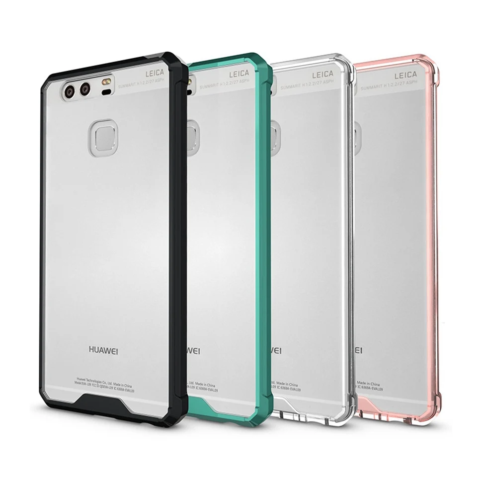 

Slim Transparent Housing Hybrid Shockproof Cover Air Cushion Frame Case With Crystal Clear Back Shell Mask For Huawei Ascend P9