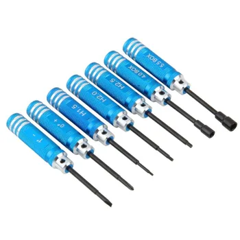 

7Pcs Hex Screw Driver Tools Kit Nut Key Wrench Different Size For RC Helicopter plane Car Blue