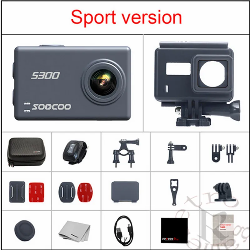 SOOCOO S200 Экшн-камера Ultra HD 4K NTK96660+ IMX078 с WiFi Gryo Голосовое управление внешний микрофон gps 2,4" сенсорный ЖК-дисплей - Color: Gray