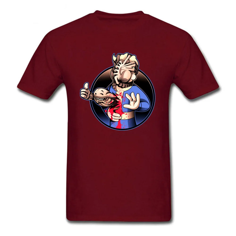 Alien Boy 100% Cotton Tops Shirt for Men Printed On T Shirt Fitness Tight Brand New Round Neck Top T-shirts Short Sleeve Alien Boy maroon