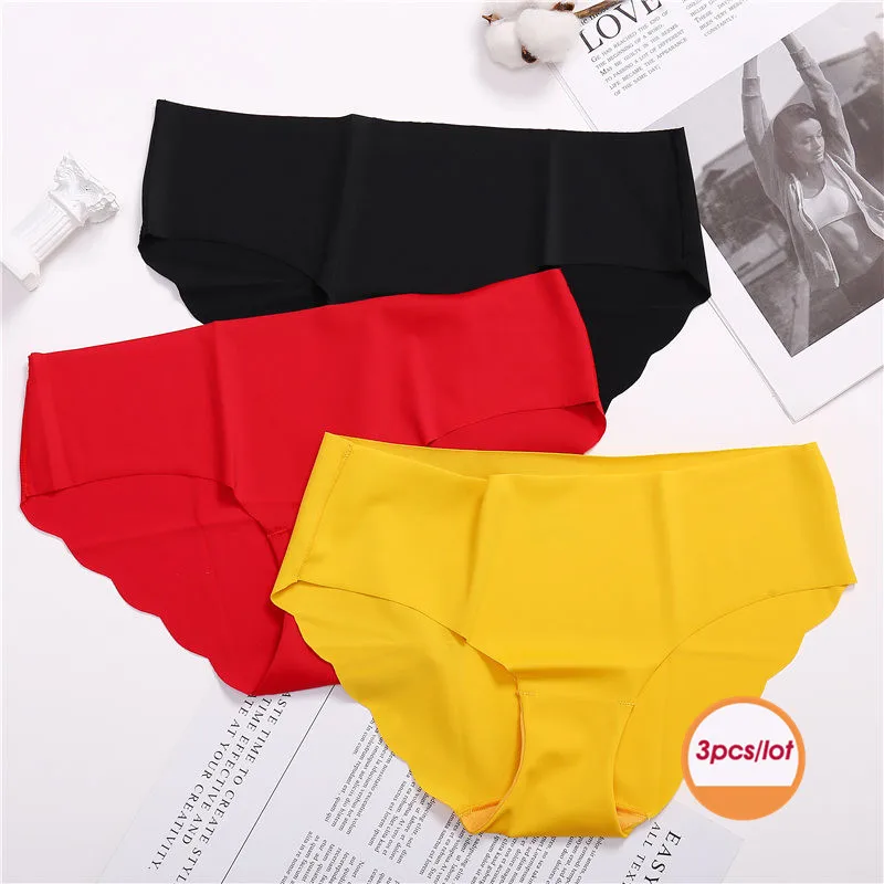 Black Red Yellow 3 шт./лот, комплект бесшовных трусов, нижнее белье для женщин, комфортное нижнее белье, модные женские трусы с низкой посадкой, 6 цветов, нижнее белье, Прямая поставка - Цвет: Black Red Yellow