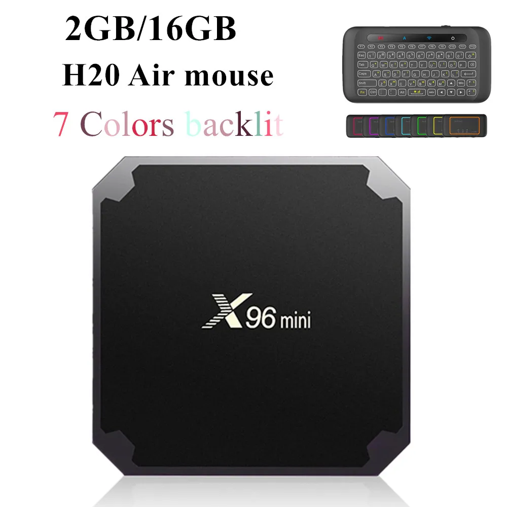 X96 Мини ТВ-приставка WiFi android 7,1 4K 2 Гб 16 Гб Amlogic 1 ГБ 8 ГБ S905W ТВ-приставка четырехъядерный WiFi медиаплеер смарт-приставка X96mini - Цвет: 2 16GB H20 mouse