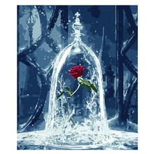 Бескаркасных живопись по номерам Роза цифровой живописи маслом цветок кристалл снег Home Decor Wall Art подарок на год DIY Дети Craft