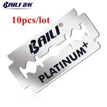 BAILI, 10 шт., Мужская Парикмахерская, суперострое бритвенное лезвие, лезвия, двойной край, платина, нержавеющая сталь, для бритья бороды, волос, BP007x2