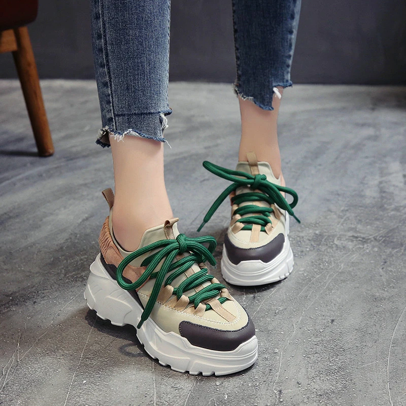 Женские кроссовки на платформе Akexiya zapatos de mujer черные в стиле ретро дышащая