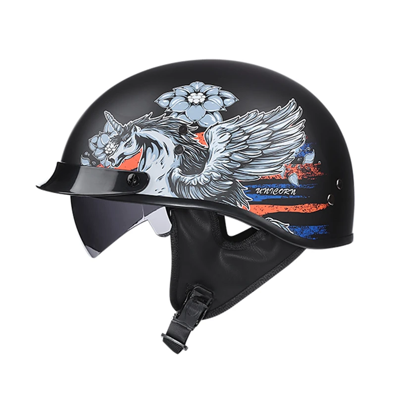 VOSS винтажный мотоциклетный шлем Ретро Скутер полушлем со встроенным козырьком для объектива casco moto helm moto capacete para DOT - Цвет: 6
