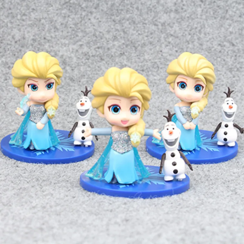Цена Disney Игрушечные лошадки 3 шт. лот 5 9 см Q Vesion Замороженные Принцесса Эльза И Олаф мультфильм аниме фигурку куклы дети Игрушечные лошадки подар...