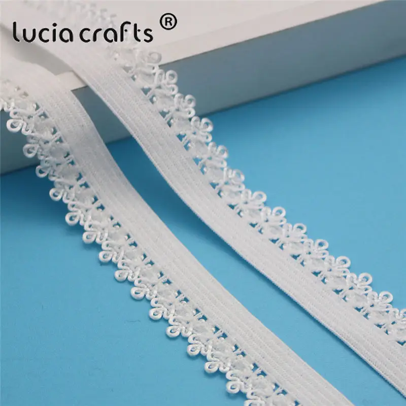 

5Yards 15mm White Picot Edge Lace Frilly Elastic Band Trim DIY Headband Decoration Sewing Dress Garment Accessories N0706