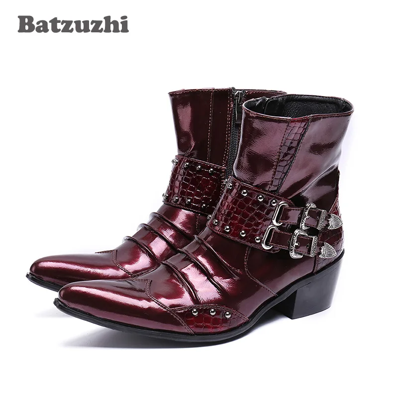 New Fashion Men's Buckle Buckle Ankle Boots Punk Motorcycle Pointed Toe Shoes Sz 