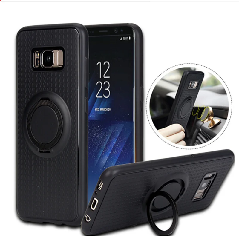 

For Samsung Galaxy S7 edge S8 S9 Plus case Car Magnetic Bracket Finger Ring Stand Silicone Back Cover For Note 8 9 Full Coque