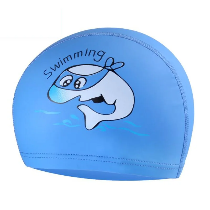 Мультяшные животные акула дети Дети PU ткань плаванья ming cap s ухо защита волос водные виды спорта плаванье шапочка для мальчиков и девочек