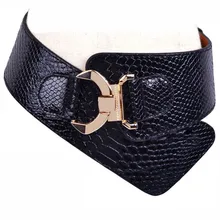 

Free shipping new fashion punk elastic waist belt width women crocodile pattern cummerbund leather wide strap buckle cummerbunds