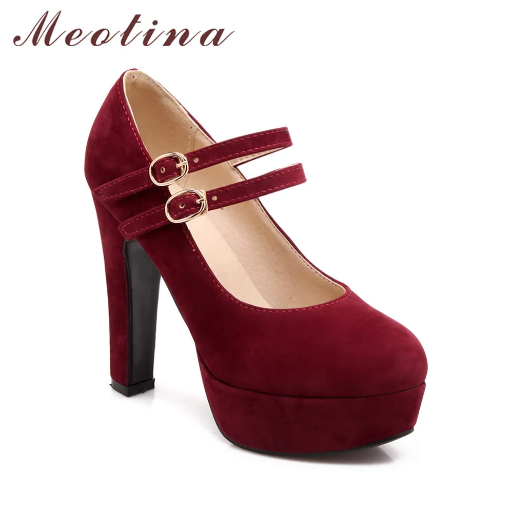 Meotina/обувь женские туфли-лодочки mary jane на платформе и высоком каблуке Большие размеры 33, 45, 46, пикантные вечерние женские туфли с ремешком и пряжкой Осенняя женская обувь