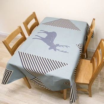 

Fashion Nordic Style Cartoon Elk Pattern Rectangle Tea Table Cloth Modern Multi-function Outdoor Camping Waterproof Tablecloth