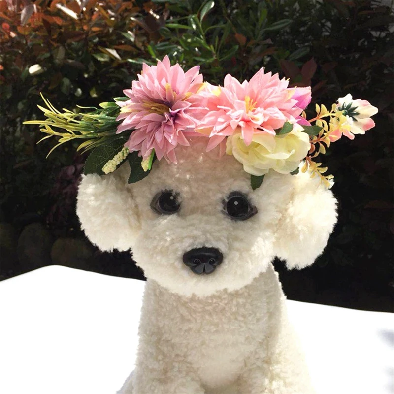 font b Pet b font Flower Head Band Wedding Collars Dog Cat Collars Headwear Fashion