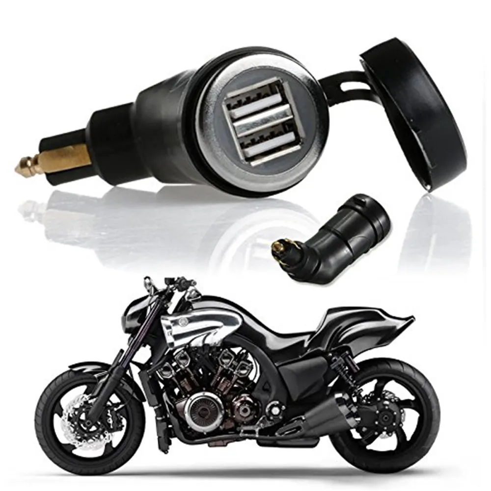 Motorcycle Parts Charger Plug DIN Socket Angled Dual Car USB Charger