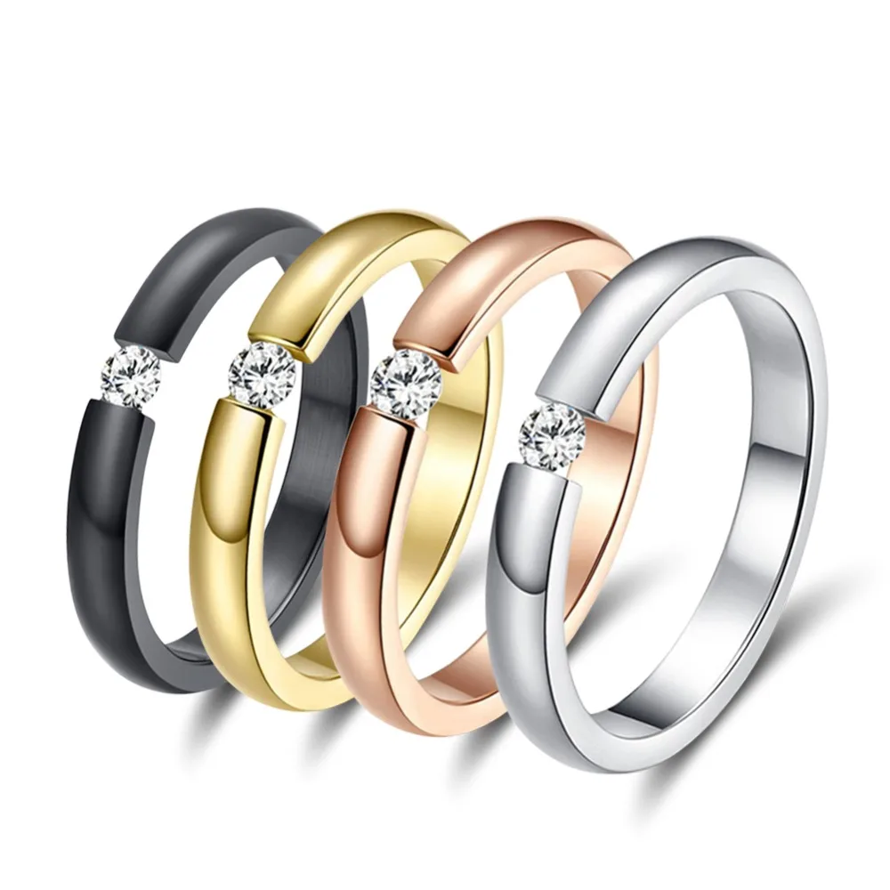 ORSA JEWELS новые модные кольца из нержавеющей стали 316L блестящие кольца с кристаллами для мужчин и женщин Свадебные обручальные кольца 4 цвета OTR48