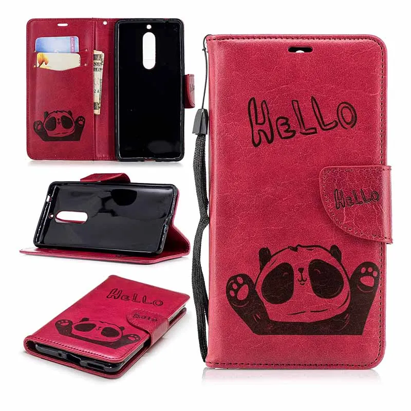 KEFO Retro PU Leather + Soft Silicone Case For Nokia 1 2 3 5 3D Panda Embossed Wallet Cover For Iphone X 10 5S SE 6 6S 7 8 Plus  (11)