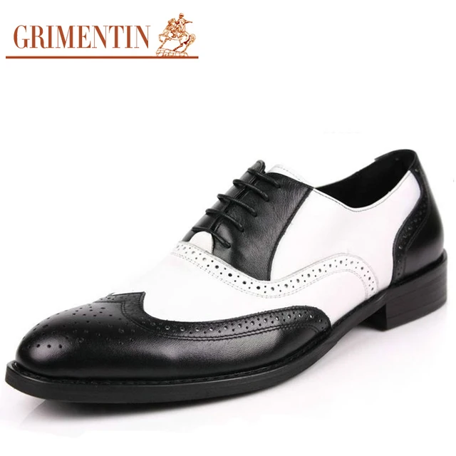 Black and White Mens Shoes Dress Genuine Leather Oxford Shoes For Men Casual Formal Luxury